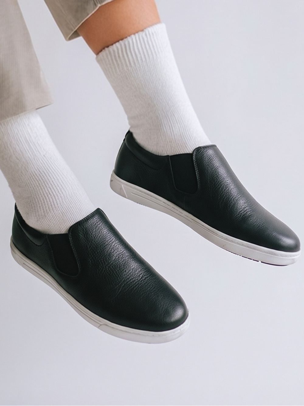 BIRKENSTOCK | NEW Black Slip-On Leather Sneakers Men Size 6 or Women Size 8